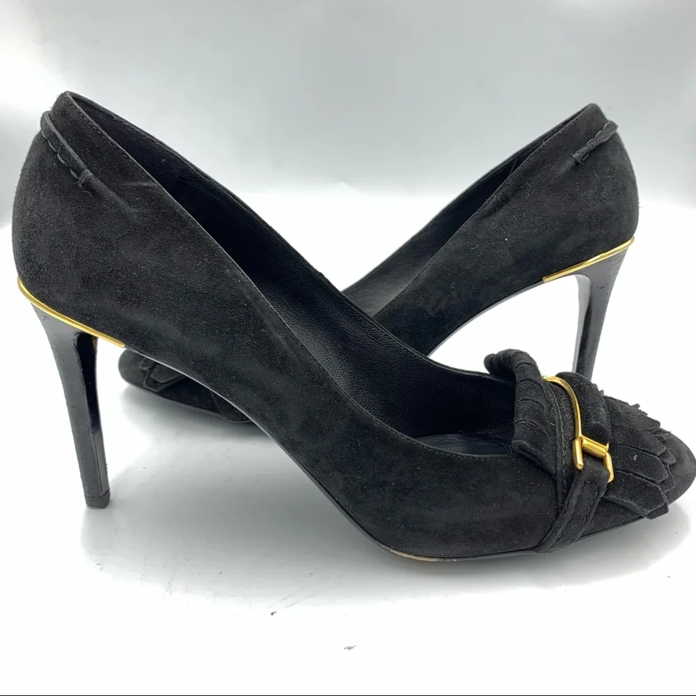 Burberry Metal Bar Hampden Fringe Black Pump